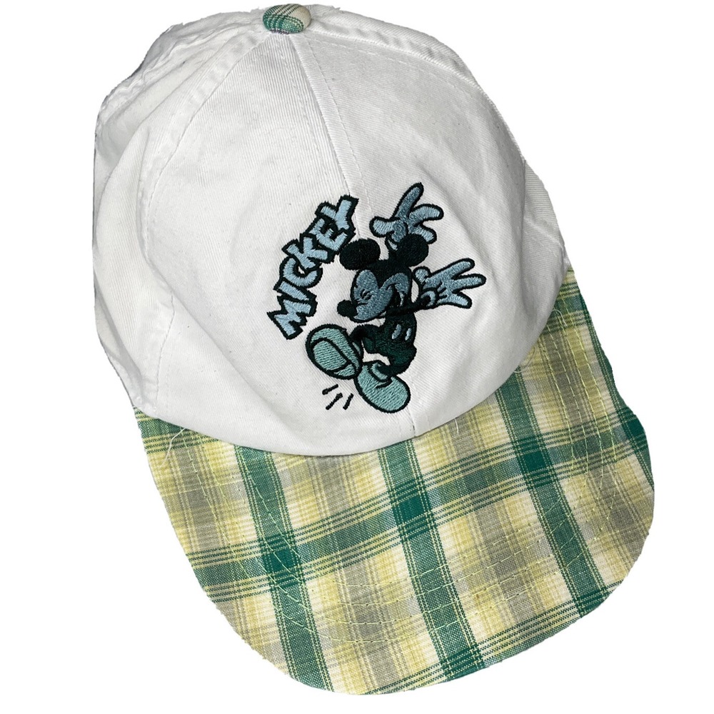 Vintage Mickey Unlimited Disney Mouse Hat cap Plaid‎ Embroidered